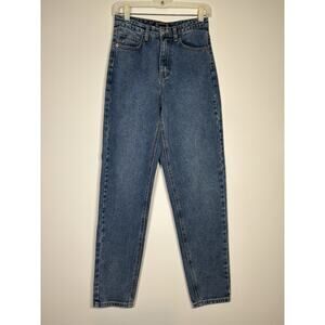 PRETTY LITTLE THING Denim Mom Jeans Medium Dark Wash Retro 90s Y2K Preppy Size 2